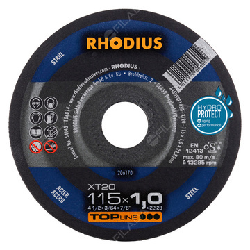 RHODIUS řezný kotouč XT20 115x1,0x22 TOPline na ocel 206170